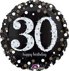 Balloon Mylar 30th Birthday Sparkle Celebration 18"