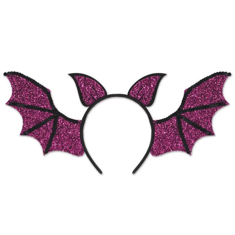 Headband Bat Wings Sequin Purple