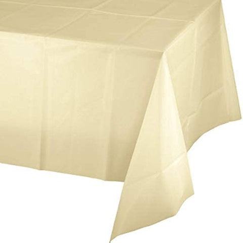 Rectangle Plastic Table Cover- Ivory- 54"X108