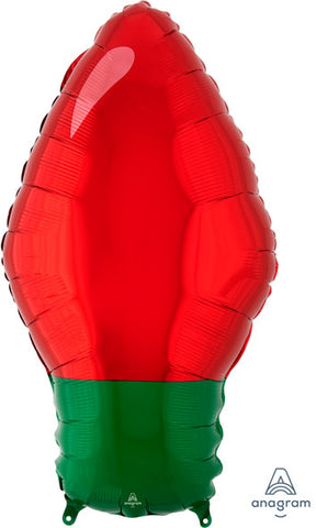 Xmas Lightbulb Mylar Balloon 22" Red