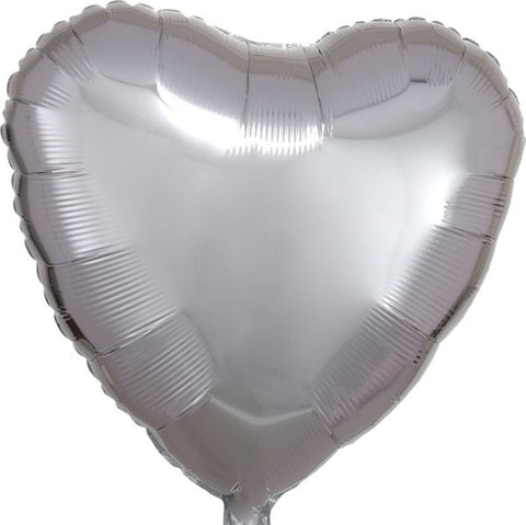 17" Metallic Silver Heart Mylar Balloon