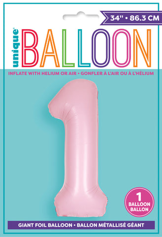 34" Foil Matte Pink Number 1 Balloon
