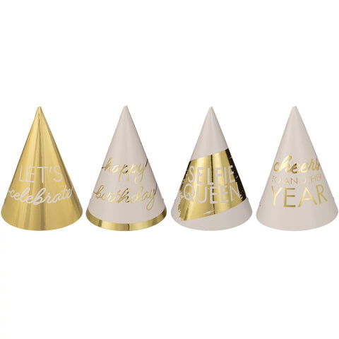 Golden Age Birthday Mini Foil Cone Hats 12CT