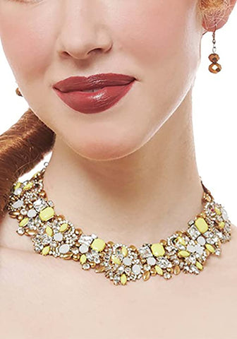 Lemon Jewel Cluster Collar Necklace