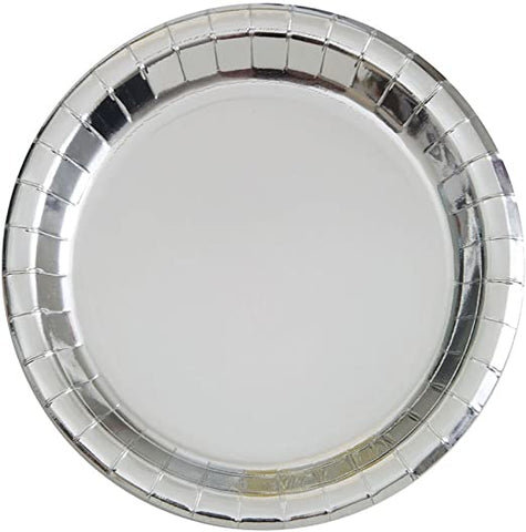 Paper Plates, 8 Pieces - Foil Silver