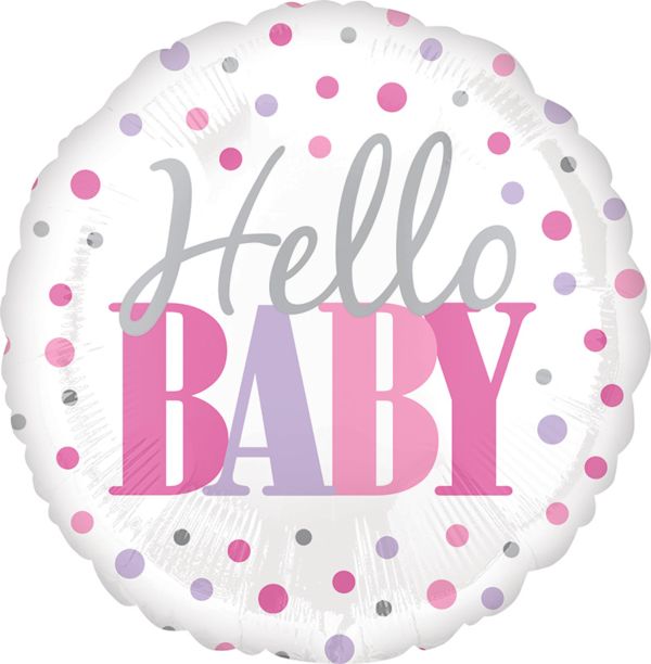 18" Hello Baby Dots Pink Mylar Balloon