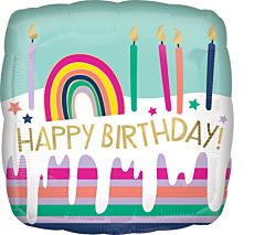 17" Happy Birthday Frosted Striped Cake