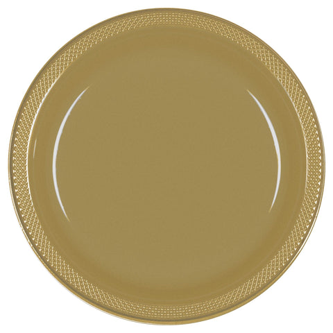 7" Round Plastic Plates 20 Ct. - Gold