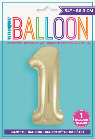 34" Foil Gold Number 1 Balloon