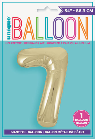 34" Foil Gold Number 7 Balloon