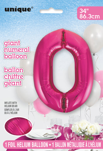 34" Foil Pink Number 0 Balloon