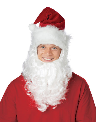 Santa Claus Get Up Hat w/Attched Beard