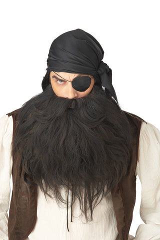 Pirate Beard and Moustache Black Long