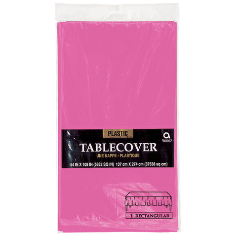 Rectangle Plastic Table Cover - Bright Pink - 54" X 104"