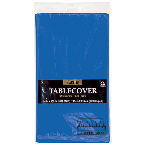 Rectangle Plastic Table Cover - Bright Royal Blue - 54" X 104"