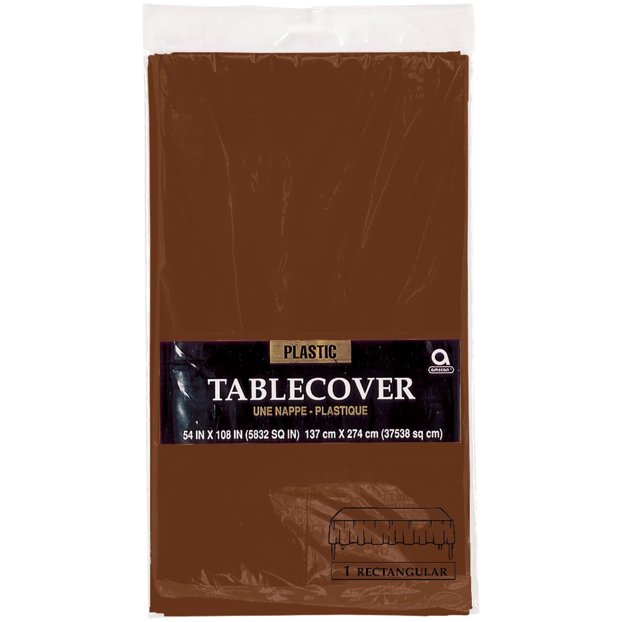 Rectangle Plastic Table Cover - Chocolate Brown - 54" X 104"