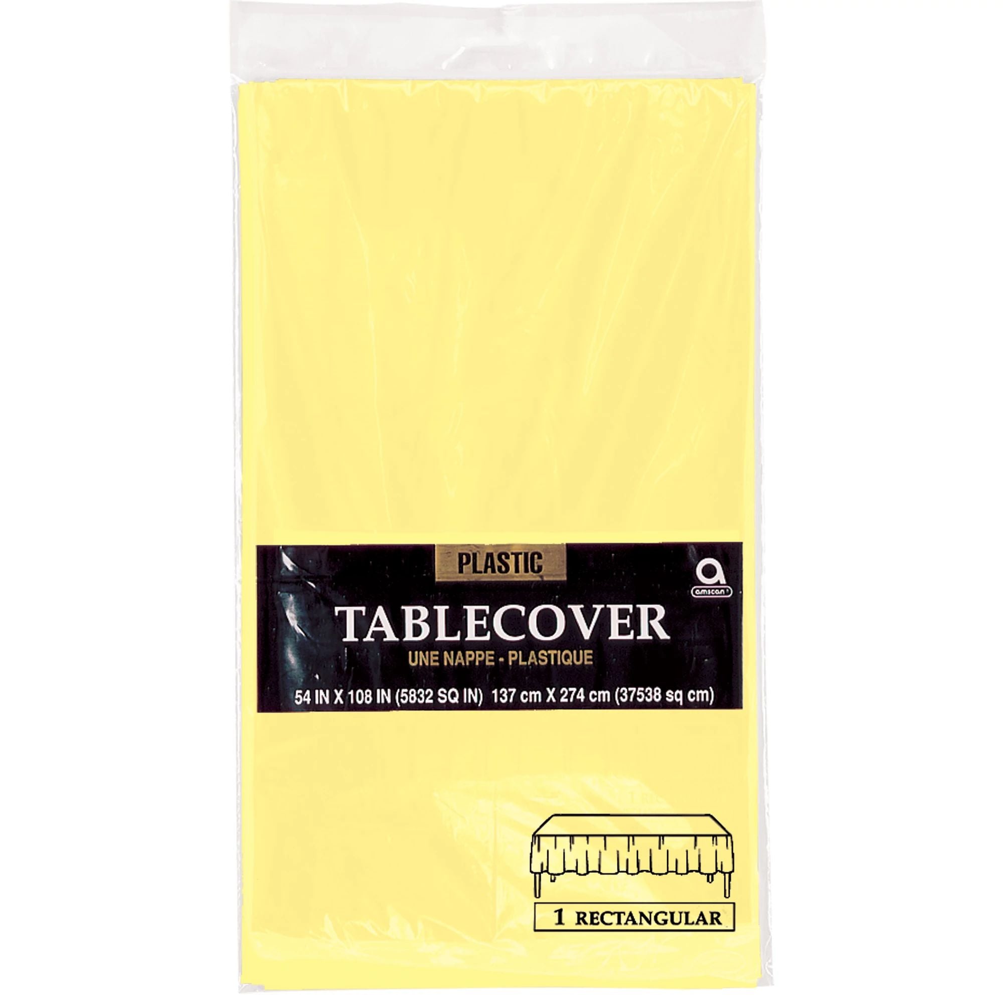 Rectangle Plastic Table Cover - Light Yellow - 54" X 104"
