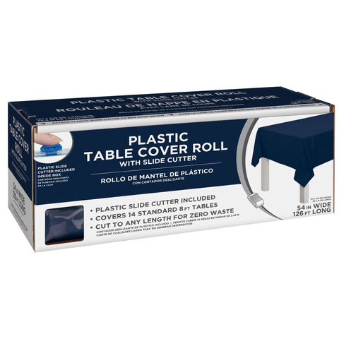54" X 126' Boxed Plastic Table Roll - True Navy