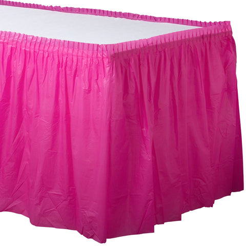 21' x 29" Plastic Table Skirt - Bright Pink