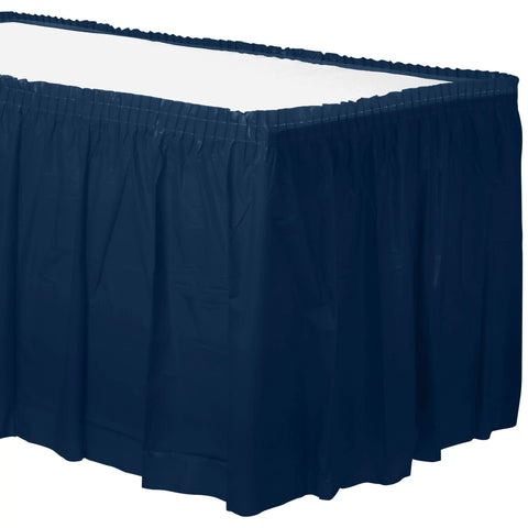 14' x 29" Plastic Table Skirt - Navy Blue