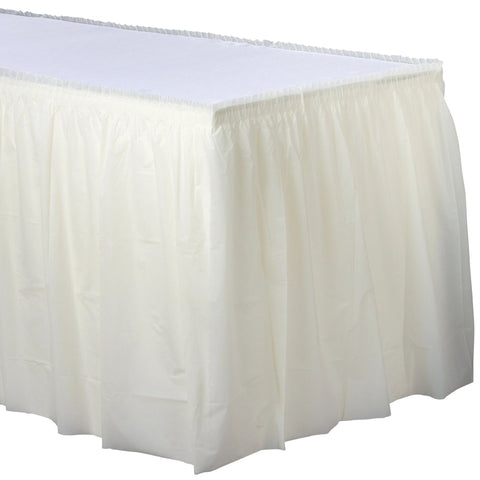 14' x 29" Plastic Table Skirt - Vanilla Creme