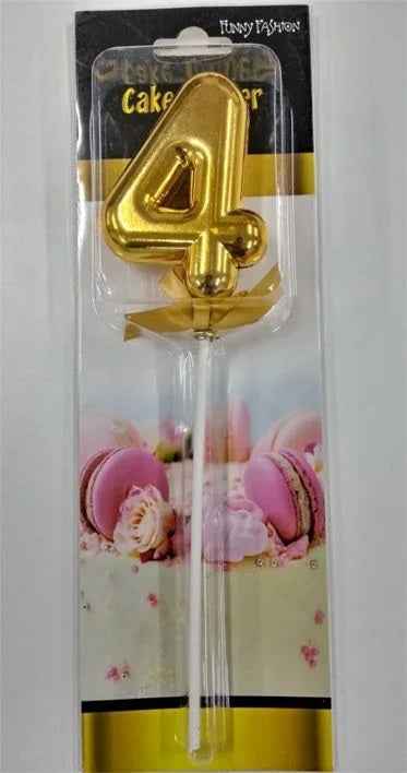 Candle Cake Topper Gold Bow #4