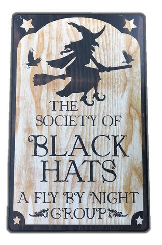 Sign Metal Witch Black Hat Society