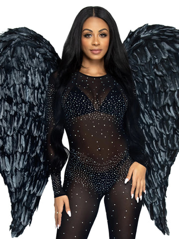 43" Deluxe Feather Costume Wings Black