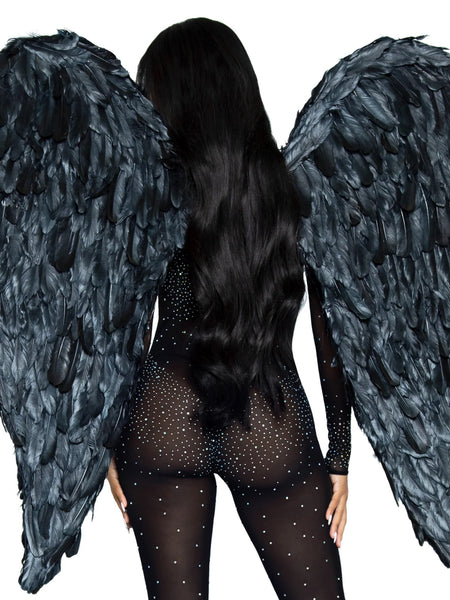 43" Deluxe Feather Costume Wings Black