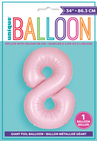 34" Foil Pastel Pink Number 8 Balloon