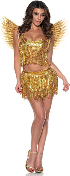 Metallic Fringe Set Miniskirt/Top