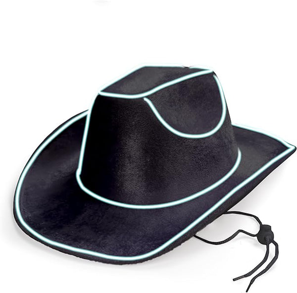 Neon Cowboy Hat With Party Wire Black