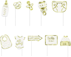 Gold Baby Shower Photo Booth Props (Pack of 10