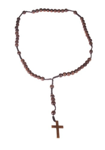 Rosary Beads Small Wood w/Cross 30IN