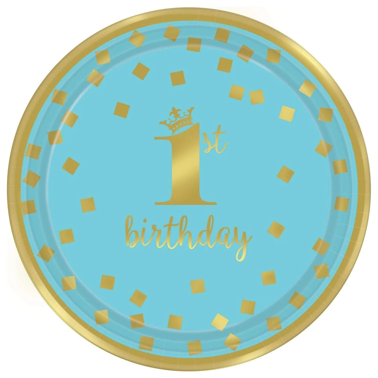 1st Birthday Gold/Blue PLates 8CT