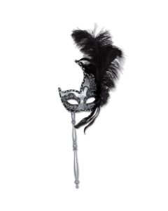 Mask Feather Black/Silver w/Stick