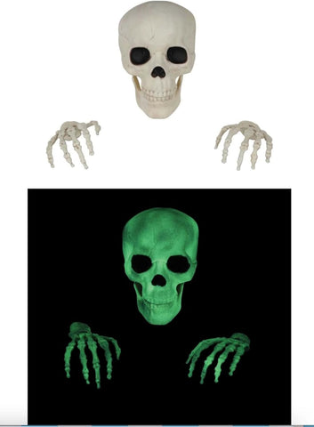 GLOW IN DARK SKULL WITH HANDS
