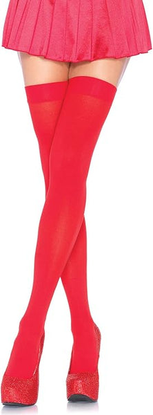 Red Opaque Nylon Thigh Highs