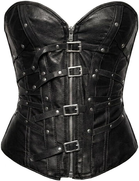 Corset Black w/Studded Strap Zipper