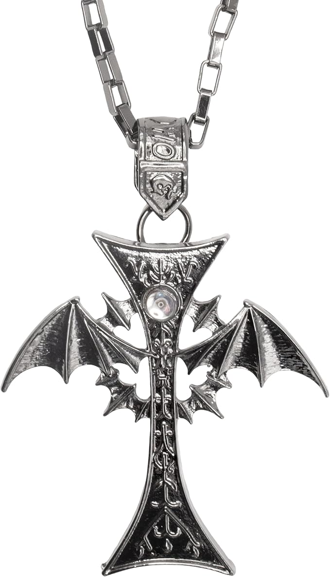 Necklace - Cross w/ Bat Wings