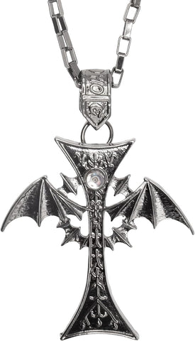 Necklace - Cross w/ Bat Wings