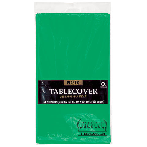 Rectangle Plastic Table Cover - Festive Green - 54" X 108"