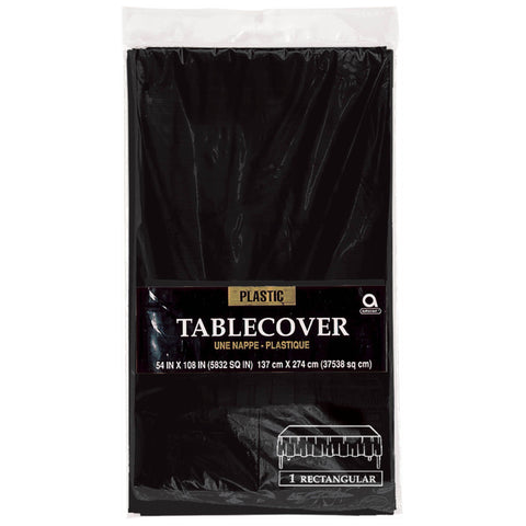 Rectangle Plastic Table Cover - Jet Black - 54" X 108"
