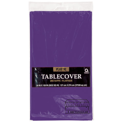 Rectangle Plastic Table Cover - Purple - 54" X 104"