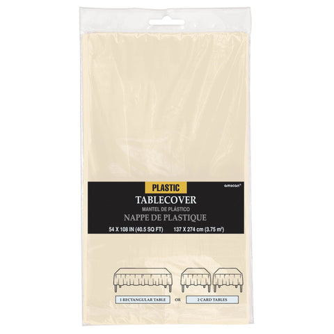 Rectangle Plastic Table Cover - Vanilla Creme - 54" X 108"