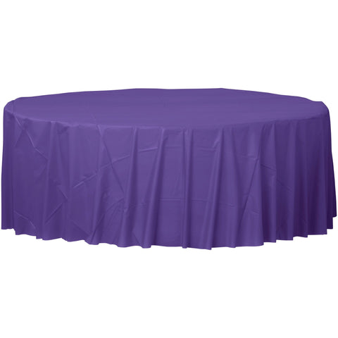 Round Plastic Table Cover - Purple - 84"