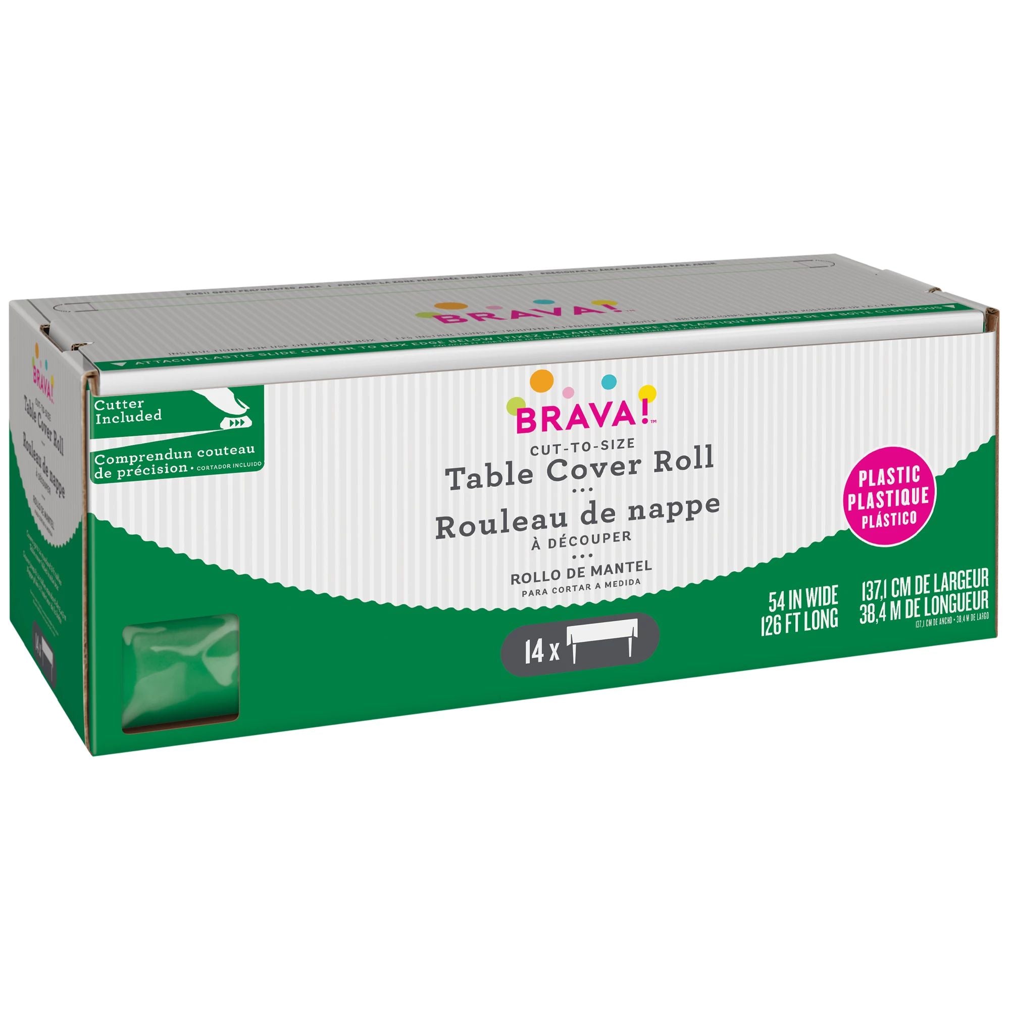 54" X 126' Boxed Plastic Table Roll - Festive Green