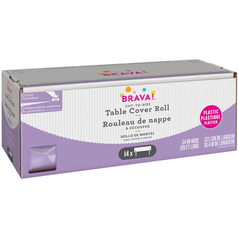 54" x 126' Boxed Plastic Table Roll - Lavender