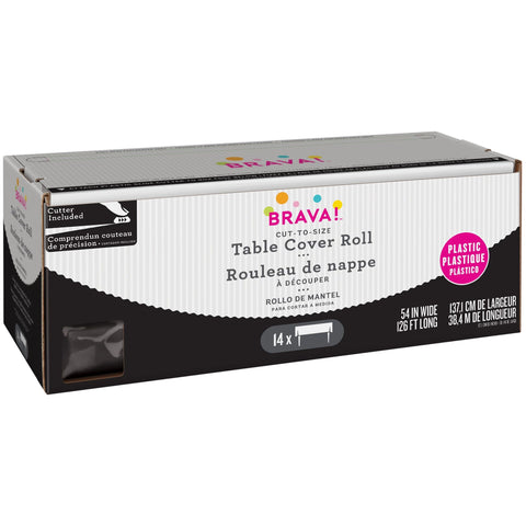 54" x 126' Boxed Plastic Table Roll - Jet Black