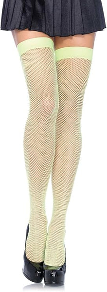 Neon Green Fishnet Thigh Highs